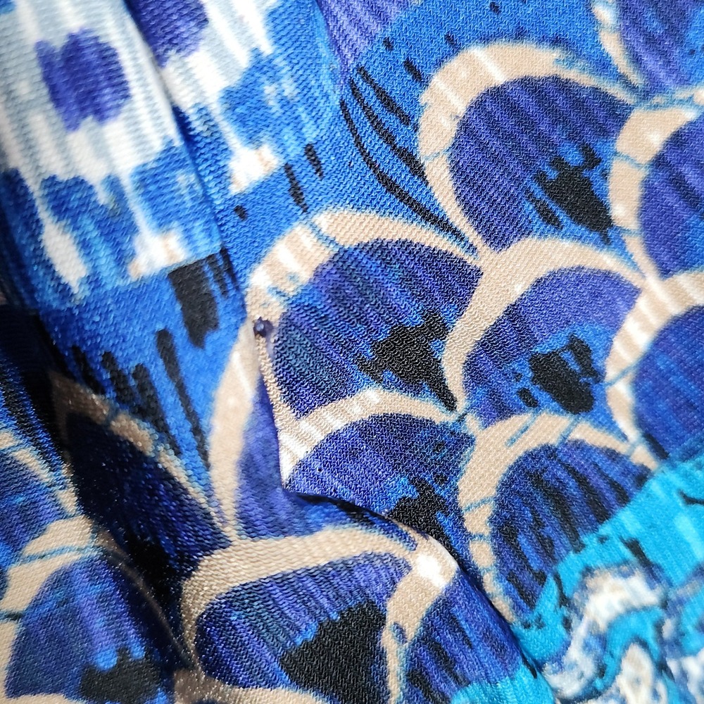 Rabbit Rabbit Rabbit Petite Blue Ikat Patchwork V-Neck 3/4 Sleeve Dress Size 12 - Picture 5 of 8